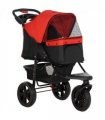 Folding 3 Wheel Pet Stroller Travel Adjustable Canopy Storage Brake Red Pawhut
