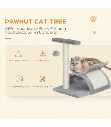 Cat Tree Plush Scratcher Activity Play Center Tunnel Dangling Ball