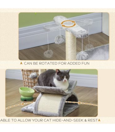 Cat Tree Plush Scratcher Activity Play Center Tunnel Dangling Ball