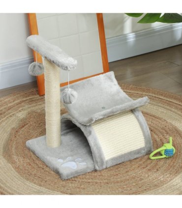 Cat Tree Plush Scratcher Activity Play Center Tunnel Dangling Ball