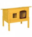 Cat House Wooden Yellow 70L x 51.5W x 60H (cm) Outdoor Waterproof Roof Shelter
