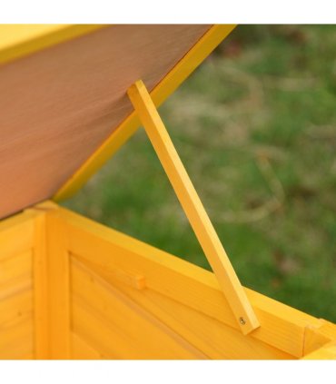 Cat House Wooden Yellow 70L x 51.5W x 60H (cm) Outdoor Waterproof Roof Shelter