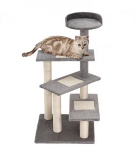 Cat Tree Activity Center Kitten Climbing Tower Scratching Post Plush Pawhut