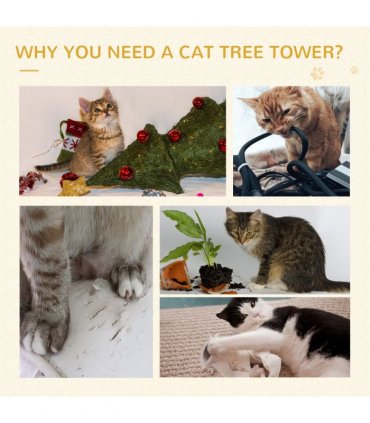 Cat Tree Activity Center Kitten Climbing Tower Scratching Post Plush Pawhut