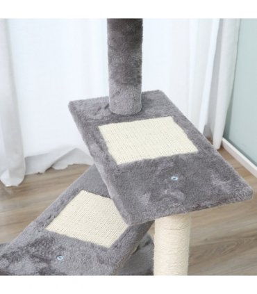 Cat Tree Activity Center Kitten Climbing Tower Scratching Post Plush Pawhut