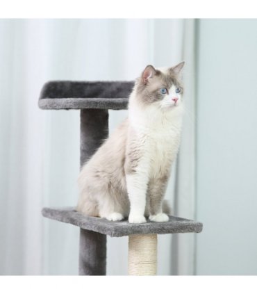Cat Tree Activity Center Kitten Climbing Tower Scratching Post Plush Pawhut