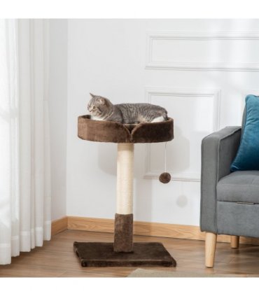 Small Cat Tree for Indoor Cats W/ Sisal Scratching Post Bed Cushion Toy Pawhut
