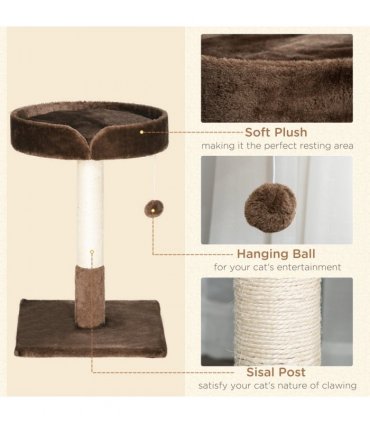 Small Cat Tree for Indoor Cats W/ Sisal Scratching Post Bed Cushion Toy Pawhut