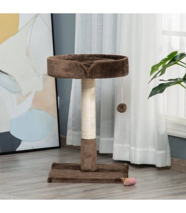 Small Cat Tree for Indoor Cats W/ Sisal Scratching Post Bed Cushion Toy Pawhut