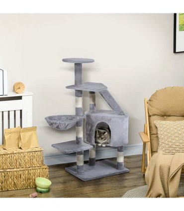 Deluxe Cat Tree Climb Post Kitten Scratching Condo Furniture Activity Pawhut