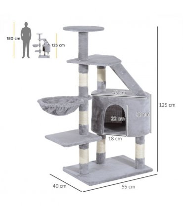 Deluxe Cat Tree Climb Post Kitten Scratching Condo Furniture Activity Pawhut