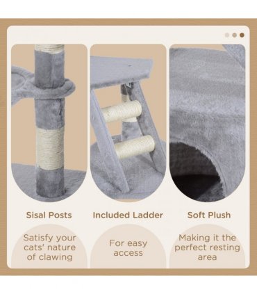 Deluxe Cat Tree Climb Post Kitten Scratching Condo Furniture Activity Pawhut