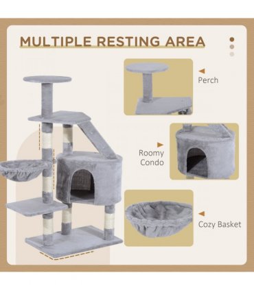 Deluxe Cat Tree Climb Post Kitten Scratching Condo Furniture Activity Pawhut