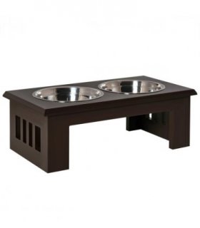 Pet Feeder Raised Dog Bowls Stainless Steel Brown 58.4L x 30.5W x 25.4H cm