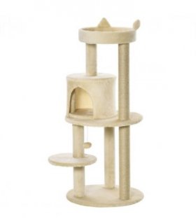 3-Tier Deluxe Cat Activity Tree Scratching Posts  Kitten Beige Pawhut