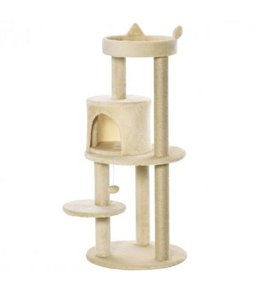 3-Tier Deluxe Cat Activity Tree Scratching Posts  Kitten Beige Pawhut