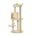 3-Tier Deluxe Cat Activity Tree Scratching Posts  Kitten Beige Pawhut