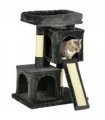 Cat Rest & Play Activity Tree w/ 2 House Perch Scratching Post Black Pawhut