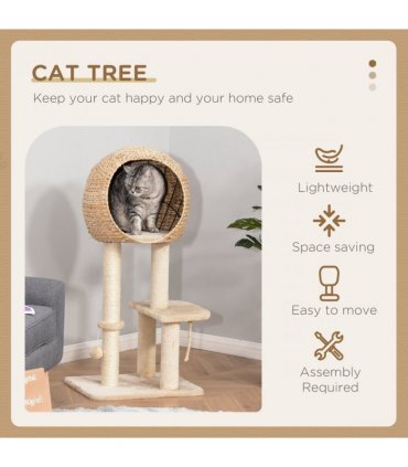 100cm Cat Tree Tower Kitten Climbing Tower W/ Scratching Post Condo  Pawhut