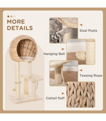 100cm Cat Tree Tower Kitten Climbing Tower W/ Scratching Post Condo  Pawhut