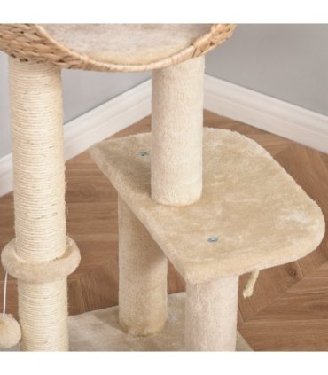 100cm Cat Tree Tower Kitten Climbing Tower W/ Scratching Post Condo  Pawhut