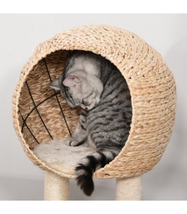 100cm Cat Tree Tower Kitten Climbing Tower W/ Scratching Post Condo  Pawhut