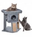 Cat Tree Activity Centre W/ Scratching Pad, Toy Ball, Cat House - Grey Pawhut