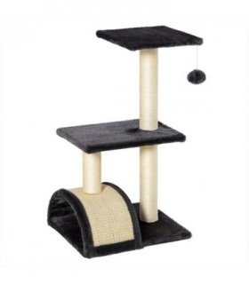 Cat Tree Activity Center Scratching Posts Sisal Arc Hanging Ball Grey Pawhut