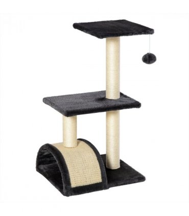 Cat Tree Activity Center Scratching Posts Sisal Arc Hanging Ball Grey Pawhut