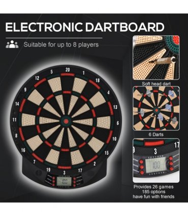 Electronic Dartboard 26 Games,185 Variations with 6 Darts Ready-to-Play