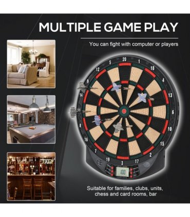 Electronic Dartboard 26 Games,185 Variations with 6 Darts Ready-to-Play