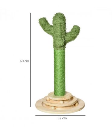 Cat Tree Cactus Sisal Scratching Post Interactive Fun Roller Exerciser Pawhut