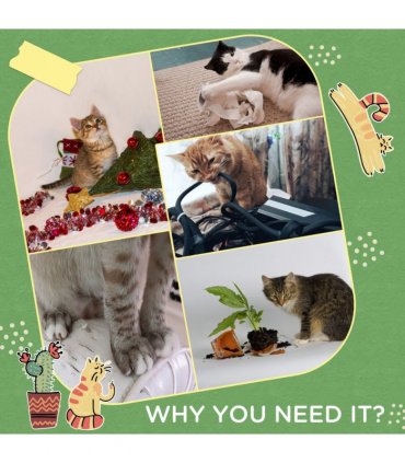 Cat Tree Cactus Sisal Scratching Post Interactive Fun Roller Exerciser Pawhut
