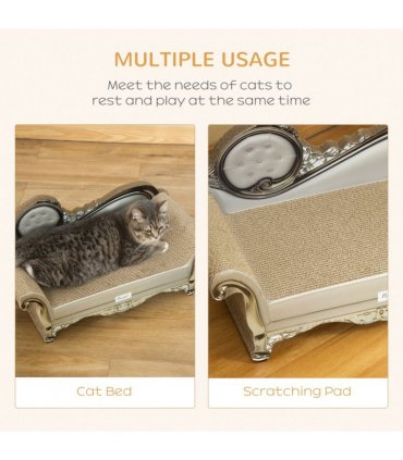 Cat Scratching Bed Pet Scratcher Modern Furniture w/ Catnip - Brown Pawhut