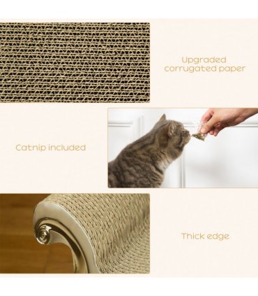 Cat Scratching Bed Pet Scratcher Modern Furniture w/ Catnip - Brown Pawhut