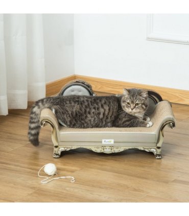 Cat Scratching Bed Pet Scratcher Modern Furniture w/ Catnip - Brown Pawhut