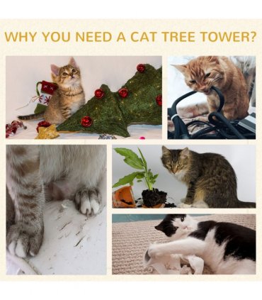 Cat Scratching Barrel Kitten Tree Tower with Sisal and Seaweed Rope Pawhut