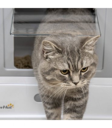 Hooded Cat Litter Box, Portable Pet Toilet, W/ Scoop, Tray, Grey Pawhut