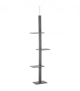 260cm Floor To Ceiling Cat Tree Kitten Tower Adjustable Height - Grey Pawhut