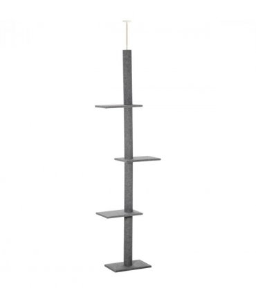 260cm Floor To Ceiling Cat Tree Kitten Tower Adjustable Height - Grey Pawhut