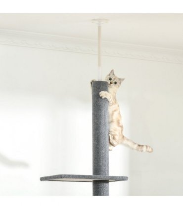260cm Floor To Ceiling Cat Tree Kitten Tower Adjustable Height - Grey Pawhut
