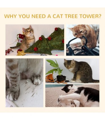 260cm Floor To Ceiling Cat Tree Kitten Tower Adjustable Height - Grey Pawhut