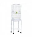 Bird Cage Large White Powder-Coated Metal 157H x 46.5L x 36Wcm Wooden Perches