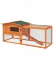 Rabbit Hutch and Run Outdoor Sliding Tray Hay Rack Ramp, 156x58x68 cm Pawhut