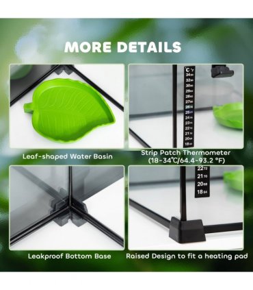 Glass Reptile Terrarium Habitats for Lizards, Frogs, Snake Pawhut