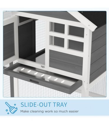 122cm Wooden Rabbit Hutch Bunny Cage Pet House with Tray Ladder Run Pawhut