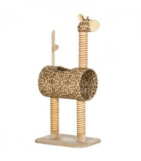 Cat Tree Cute Giraffe Kitten Play Tower W/ Scratching Posts Tunnel Ball Pawhut