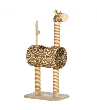 Cat Tree Cute Giraffe Kitten Play Tower W/ Scratching Posts Tunnel Ball Pawhut