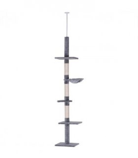 Cat Tree Scratching 5-Tier Kitty Tower  Floor to Ceiling  Adjustable Pawhut