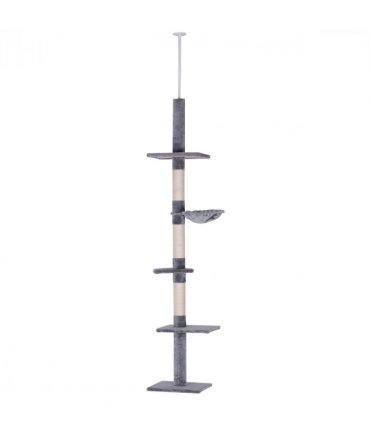 Cat Tree Scratching 5-Tier Kitty Tower  Floor to Ceiling  Adjustable Pawhut